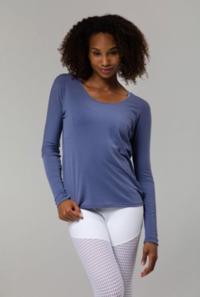 Image Title Onzie Drapey V Back - Slate Blue